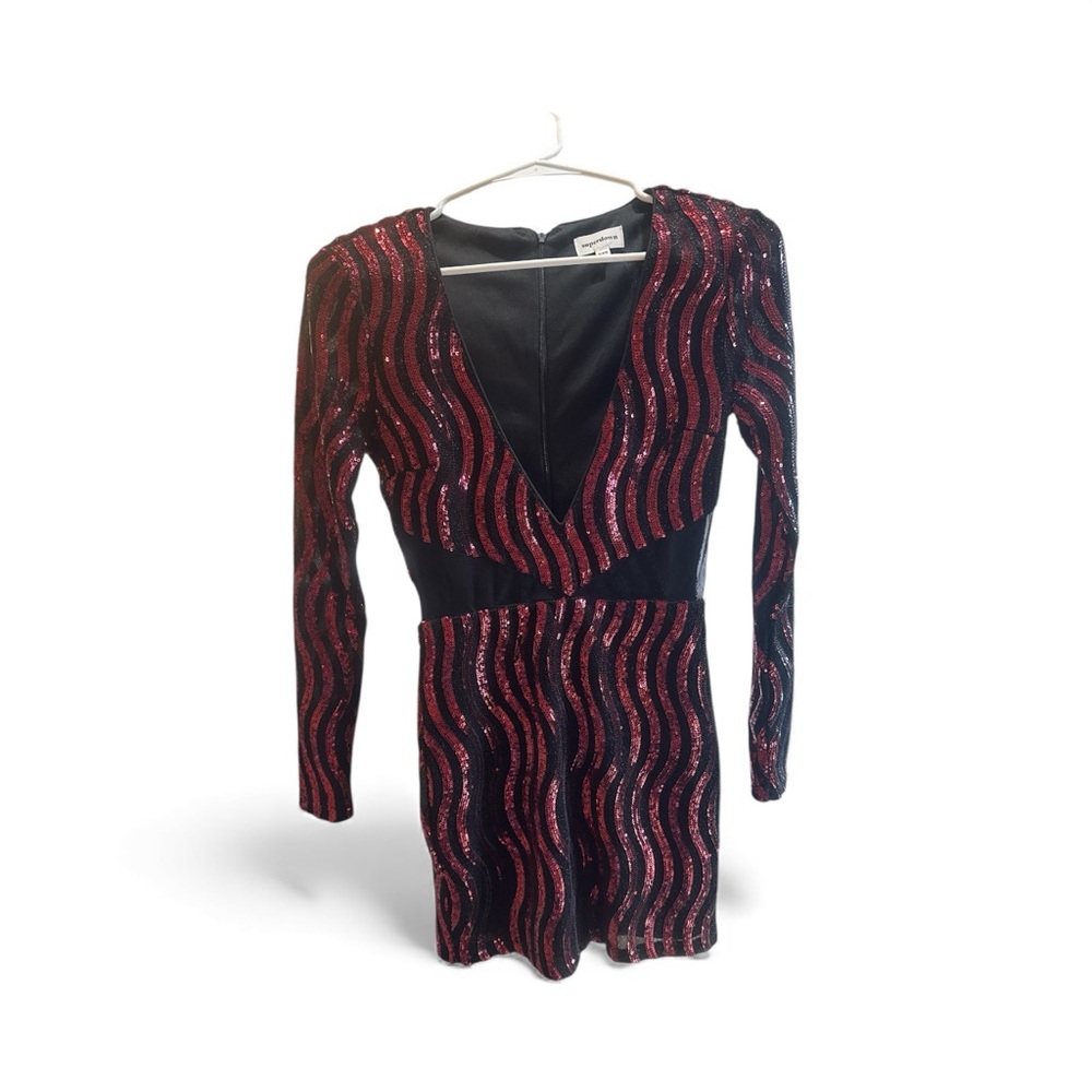 Superdown Red and Black Long Sleeve Dress
